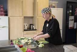nutritious meals at poplars nursery school, chef prepping food